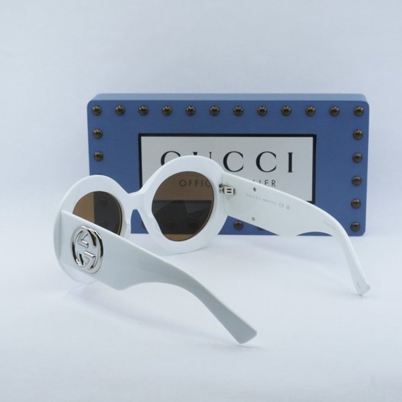 FINAL PRICE NEW GUCCI GG1647S 003 WHITE BROWN SUNGLASSES - Picture 10 of 11